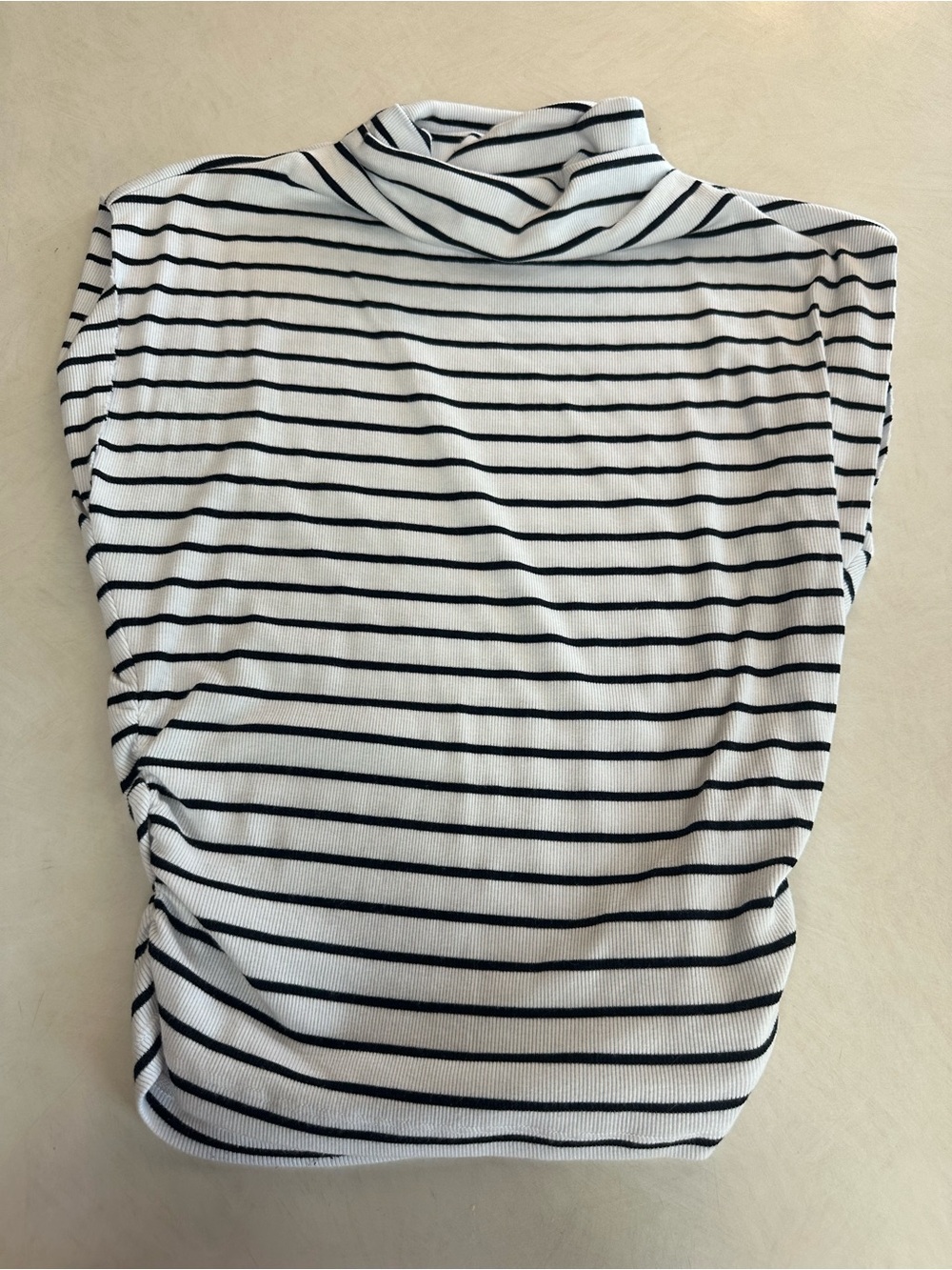 Michael Stars Sleeveless Mock Turtleneck Top - White & Black Striped